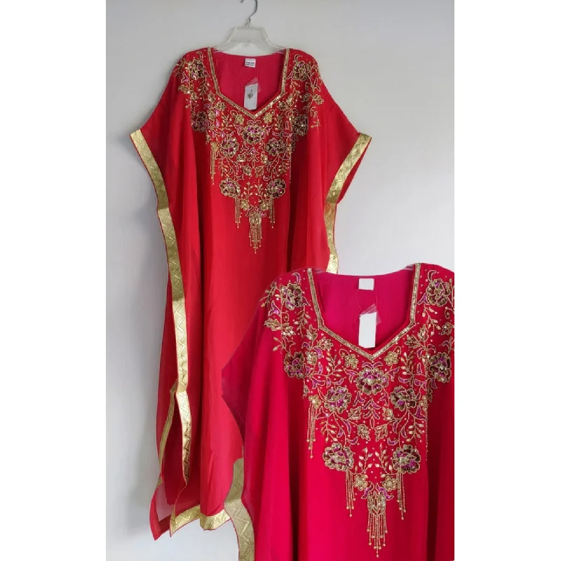 Moroccan Kaftan Maxi Dress Chic Boho Print Maxi Dress