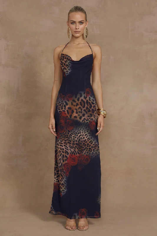 BENITO MAXI DRESS - BLACK LEOPARD Chic Boho Print Maxi Dress