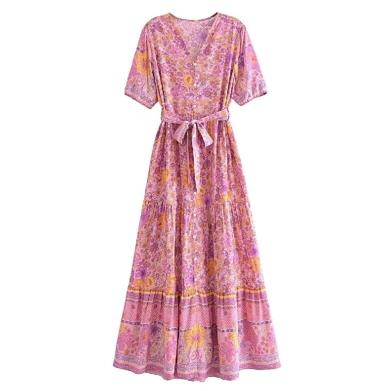 Blossom Bliss Maxi Dress in Pink Fashionable Layered Maxi Dress