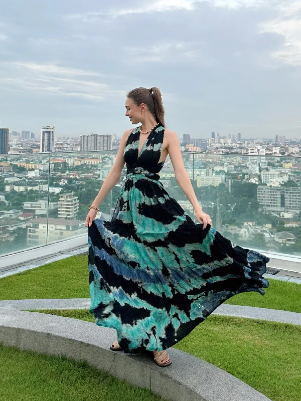 Butterfly Infinity Maxi Dress Tie Dye Fashionable Open-Back Maxi Dress