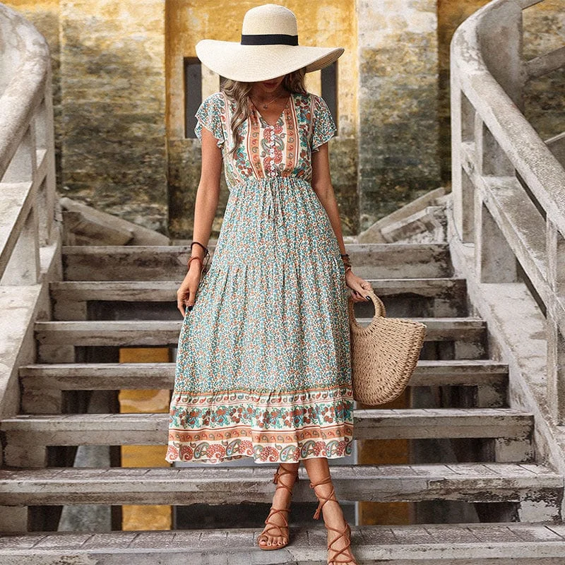 Calliope Boho Maxi Dress Trendy Ruffled Maxi Dress