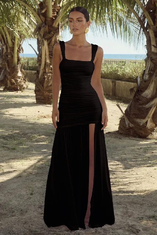 CARLY MAXI DRESS - BLACK Elegant Boho Maxi Dress