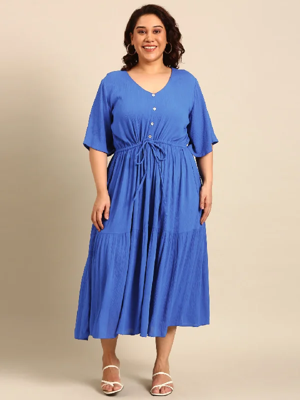Cobalt Maxi Dress Elegant Maxi Dress with Ruffles