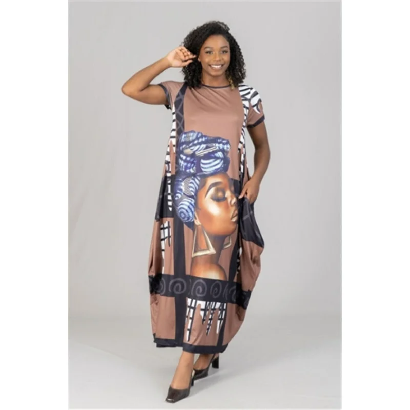 Headwrap Queen Bubble Maxi Dress Comfortable Satin Maxi Dress