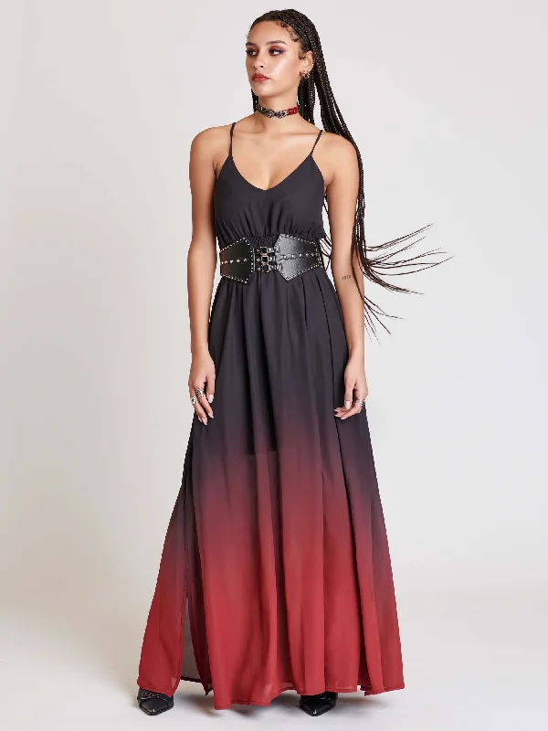 Dipped in Blood Maxi Dress Elegant Velvet Maxi Dress