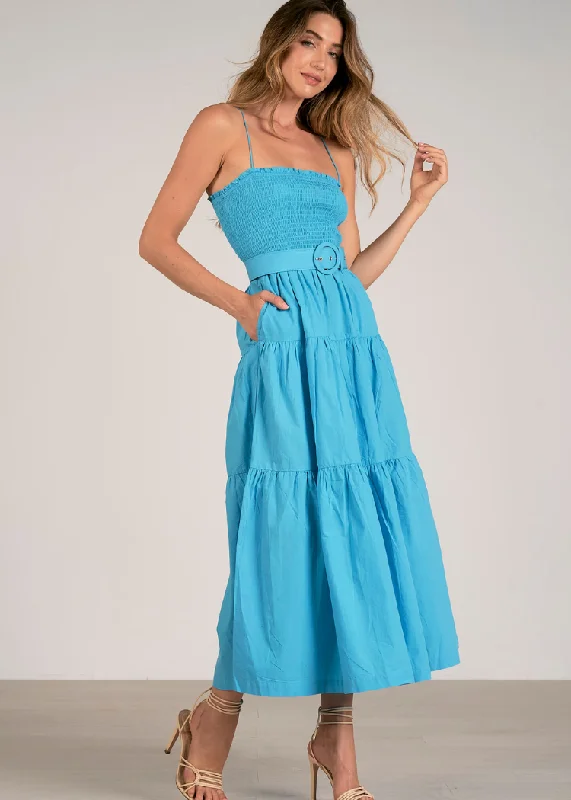 Elan Jillian Maxi Dress - Azure ***FINAL SALE*** Fashionable Sheer Maxi Dress