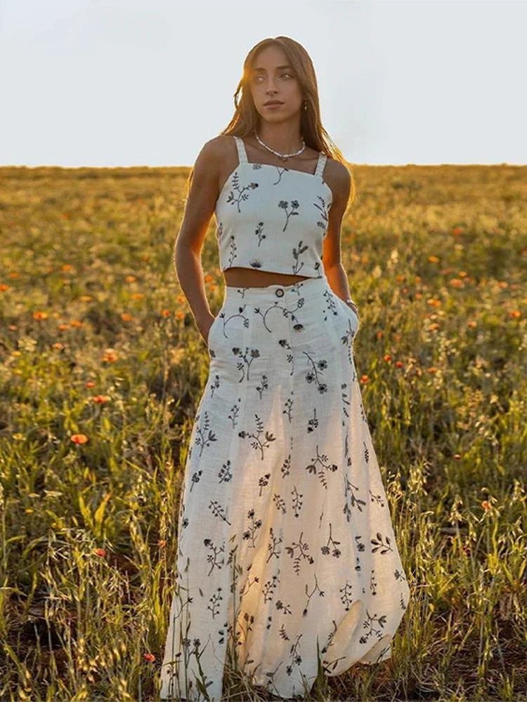 Embroidery Strap Maxi Dress Fashionable Off-Shoulder Maxi Dress