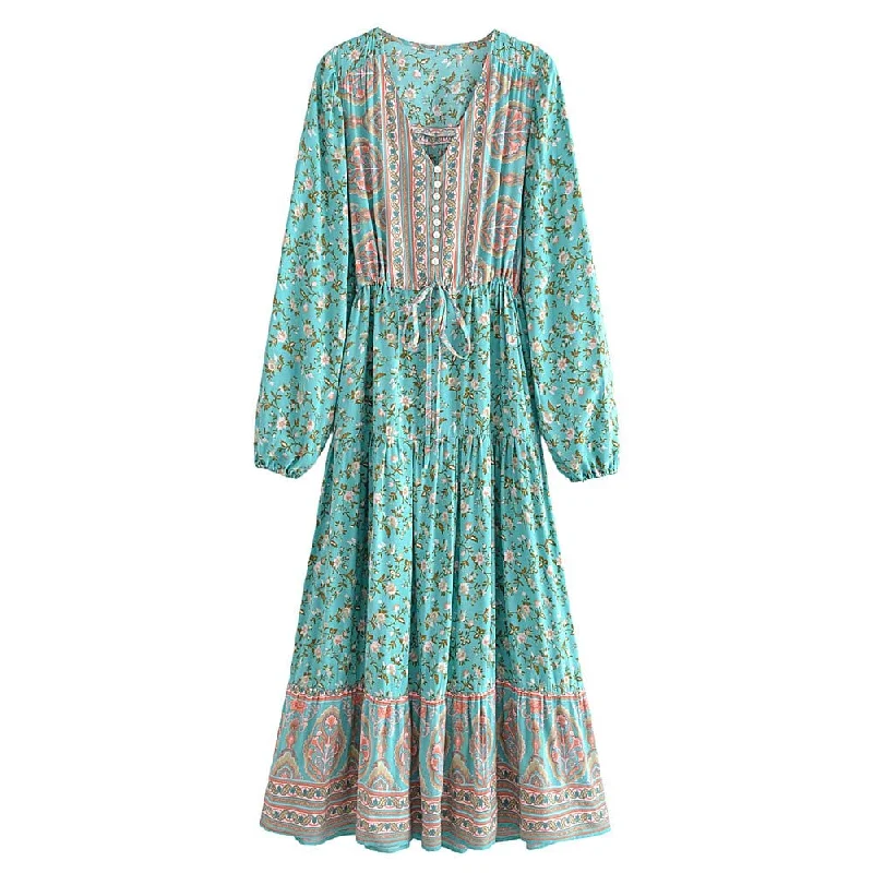 Emerald Blossom Maxi Dress Chic Off-Shoulder Maxi Dress