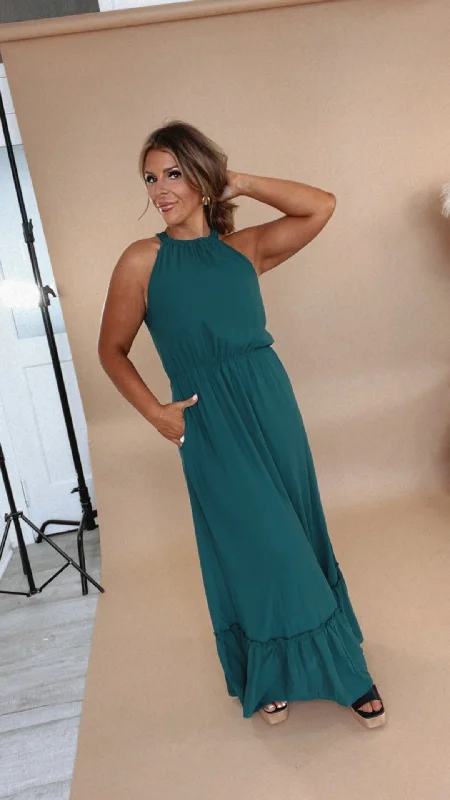 ECB Exclusive: Endless Memories Maxi Dress, Green Cozy Wrap Maxi Dress