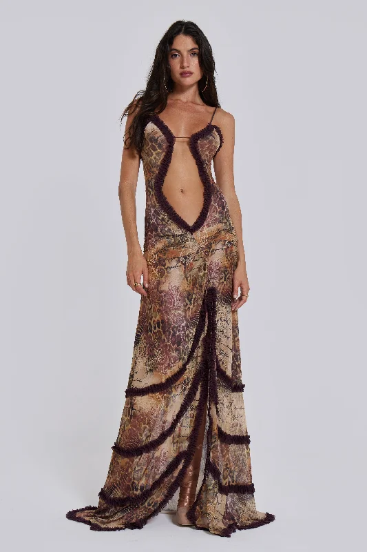 Fatale Maxi Dress in Sunrose Stylish A-Line Maxi Dress