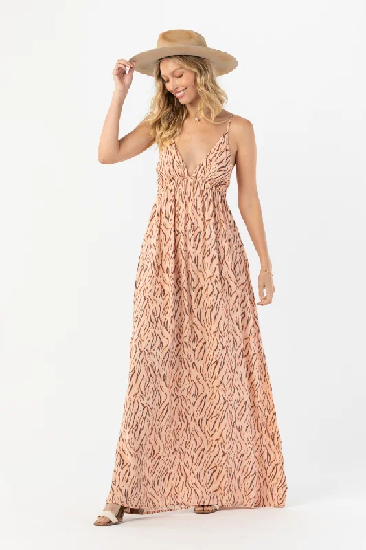 Gracie Maxi Dress Naturals Elegant Pleated Maxi Dress