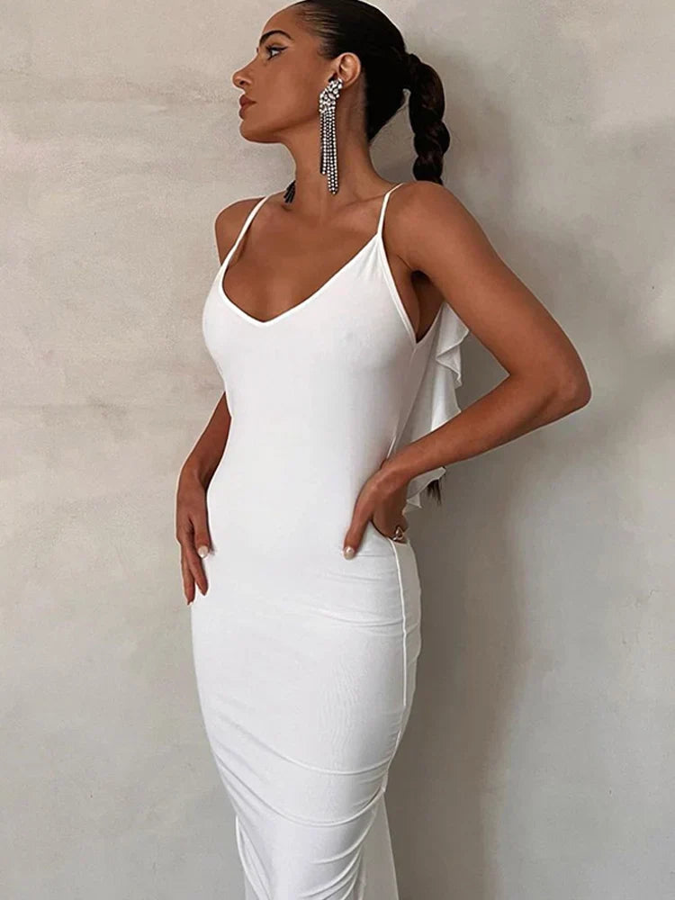 Knitted Open Back Maxi Dress Elegant Boho Maxi Dress