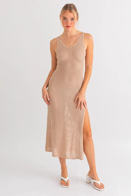 Make A Splash In Crochet Maxi Dress - Final Sale Cozy Knitted Maxi Dress