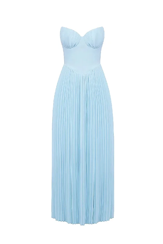 Marcella Ocean Blue Pleated Maxi Dress by House of CB Fashionable Printed Maxi Dress