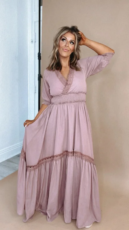ECB Exclusive: Most Admired Maxi Dress , Blush Trendy Ruffled Maxi Dress