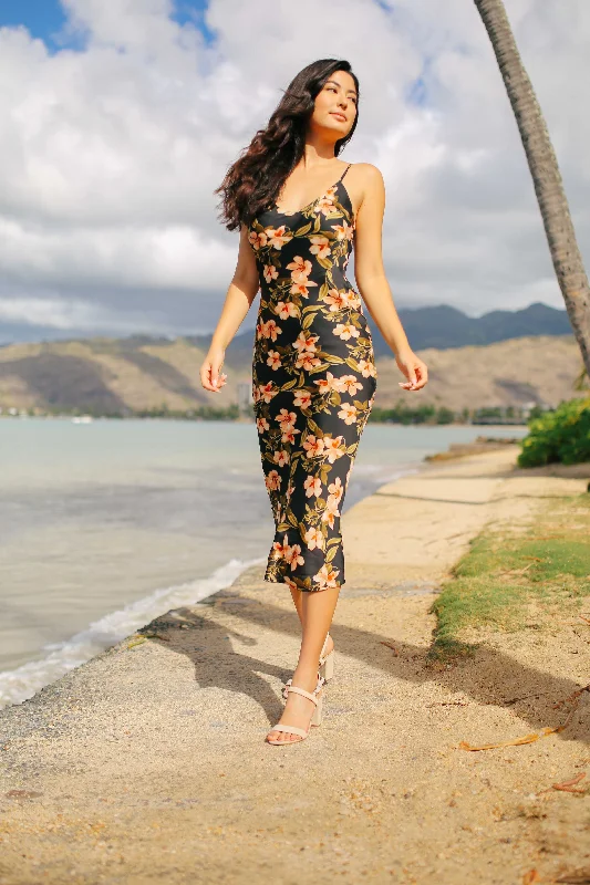 Silky Floral Slip Maxi Dress Elegant Maxi Dress with Belt