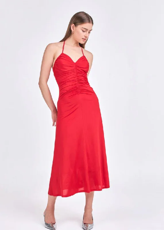 Sophie Halter Ruched Maxi Dress Classic A-Line Maxi Dress