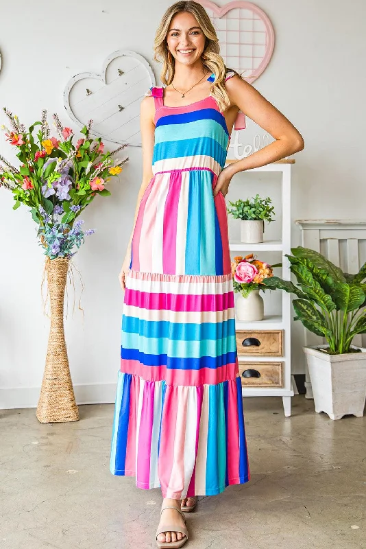 Striped Sleeveless Maxi Dress Classic Tulle Maxi Dress