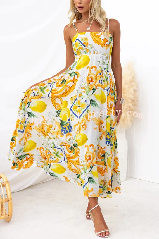 Summer Crush Abstract Print Back Tie-up Maxi Dress Classic A-Line Maxi Dress