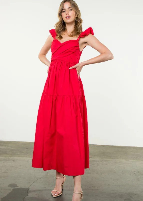 THML Lilliana Tiered Poplin Maxi Dress ***FINAL SALE*** Elegant Tiered Maxi Dress