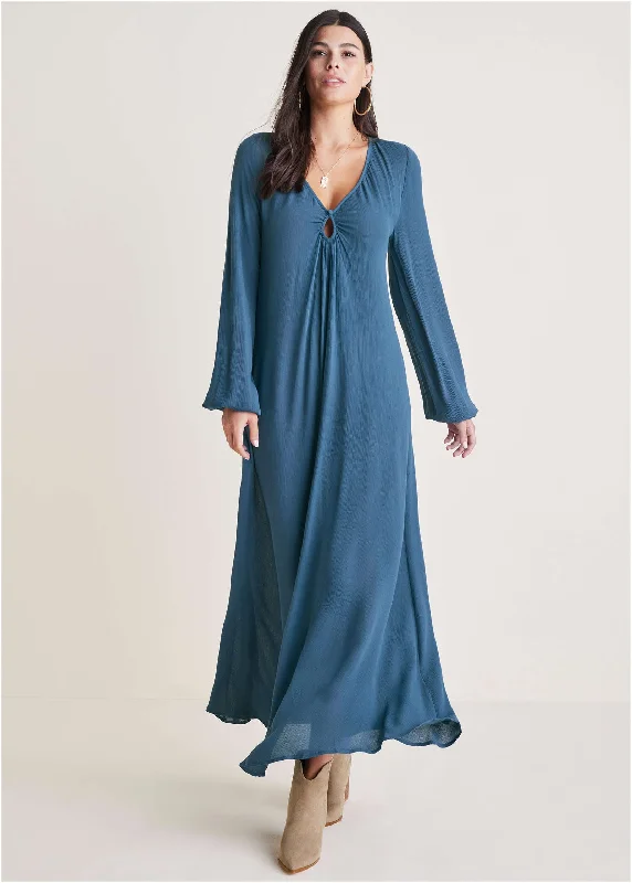 Keyhole Maxi Dress - Navy Stylish One-Shoulder Maxi Dress
