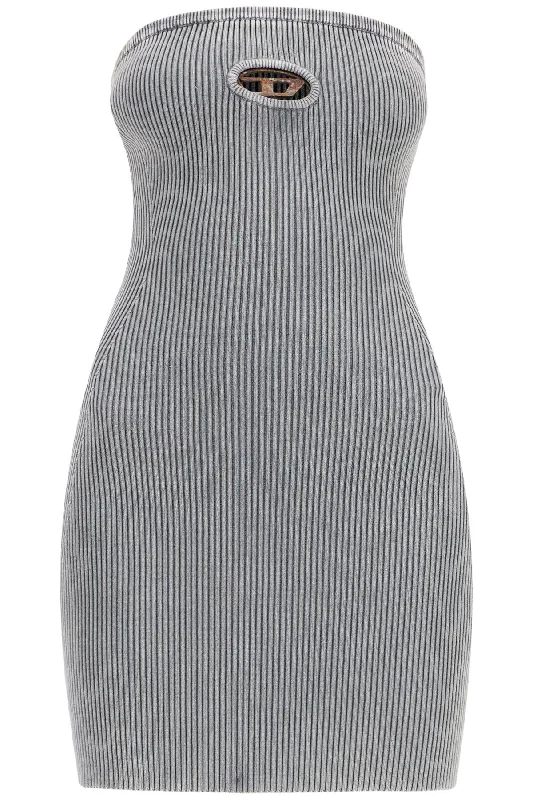 Strapless Mini Dress With  - Grey Fashionable Mini Dress with Slits