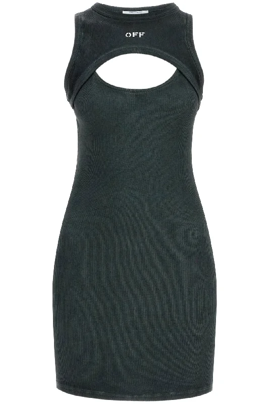 Layered Mini Dress With Cut Out Details  - Grey Chic Pleated Mini Dress