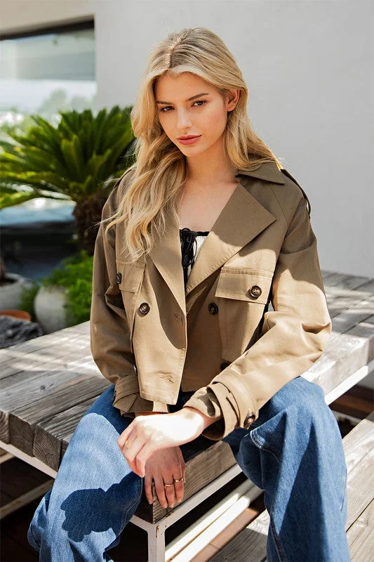 Cropped Trench Jacket Anorak Shell Jacket Lightweight Jacket