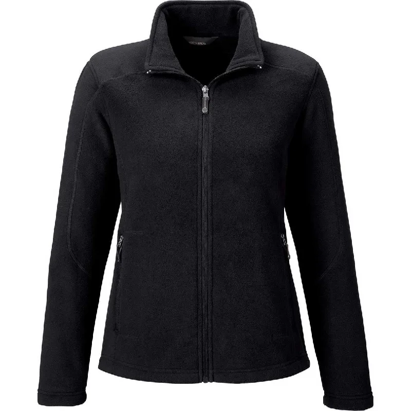 North End Women's Black Voyage Fleece Jacket Denim Jacket Leather Jacket Suede Jacket