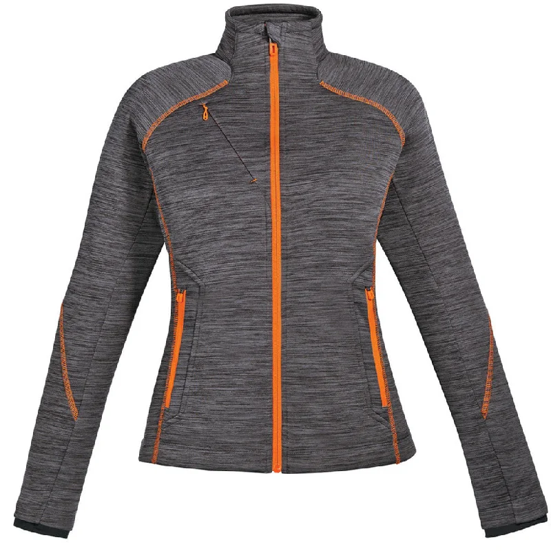 North End Women's Carbon/Orange Soda Flux Melange Fleece Jacket Chenille Fabric Brocade Fabric Lace Fabric