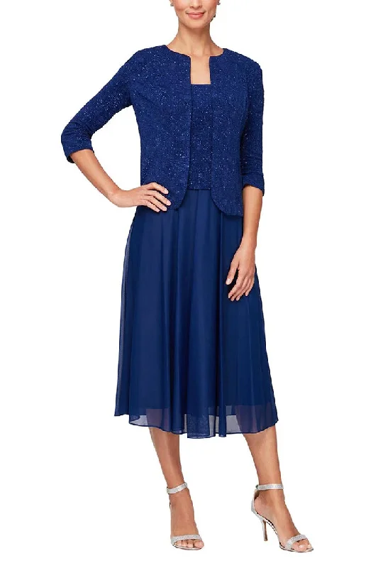 Alex Evenings square neck sleeveless zipper back jacquard bodice dress with matching 3/4 sleeve open front jacket Trench Coat Raincoat Waterproof Jacket