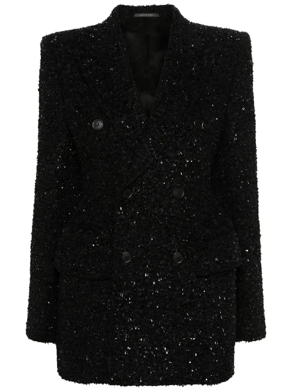 Balenciaga Jackets Black Oversized Jacket Tailored Jacket Straight Jacket