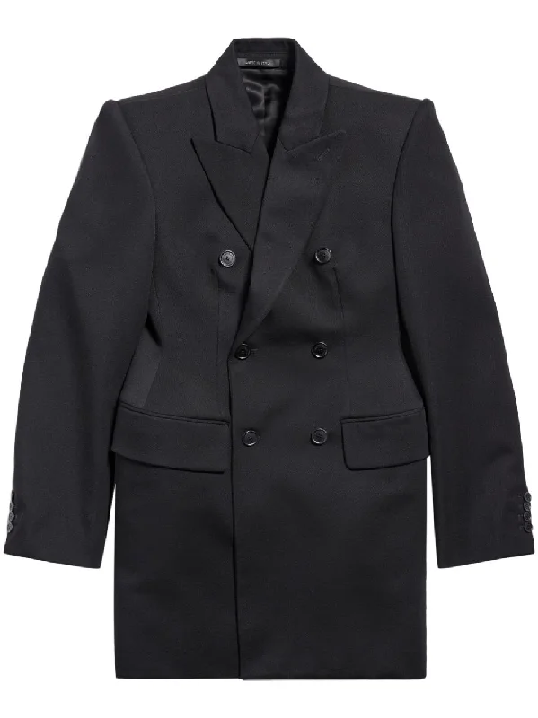 Balenciaga Jackets Black Snapped Jacket Toggled Jacket Drawstring Jacket