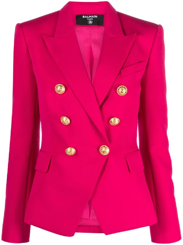 Balmain Jackets Fuchsia Wool Fabric Cashmere Fabric Tweed Fabric