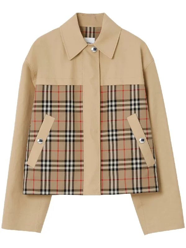 Burberry Jackets Beige Notch Collar Peter Pan Collar Cowl Neck