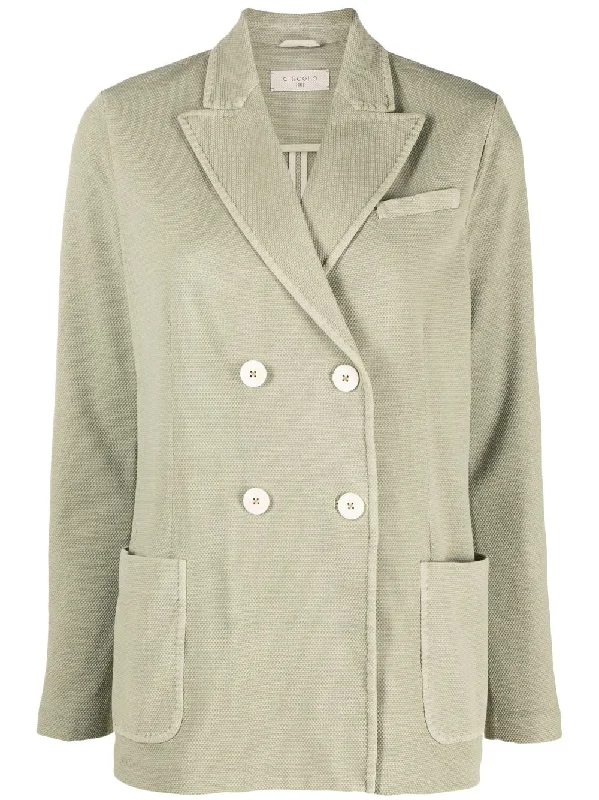 Circolo 1901 Jackets Green Hooded Jacket Caped Jacket Shawl Collar Jacket