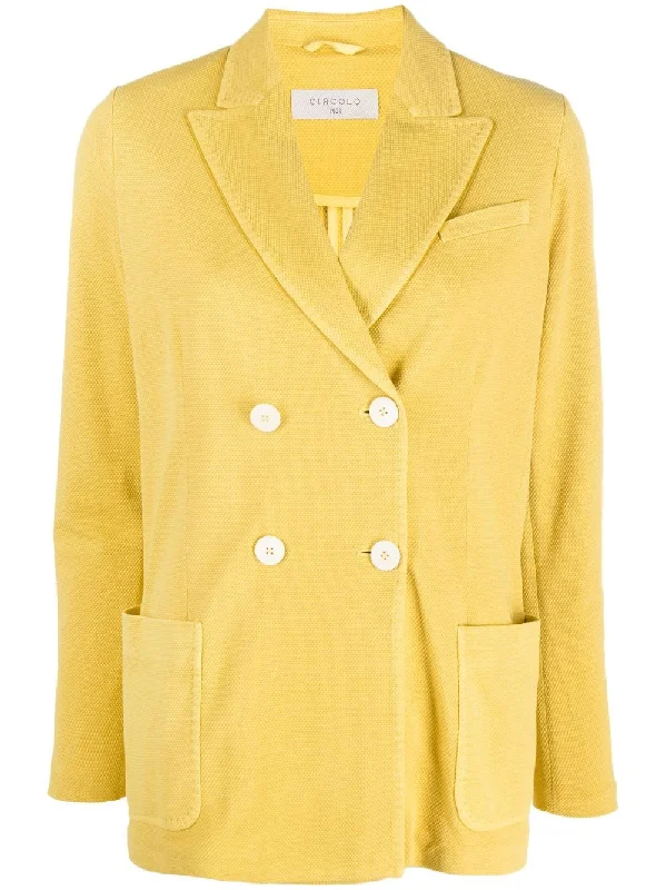 Circolo 1901 Jackets Yellow Zippered Front Buttoned Front Snap Front