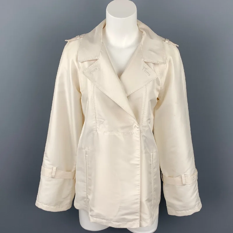 CoSTUME NATIONAL Size 2 Cream Twill Polyester A-Line Jacket Cardigan Sweater Pullover
