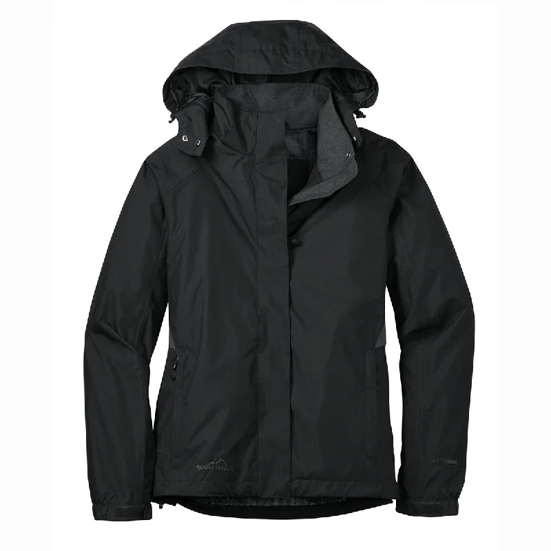 Eddie Bauer Women's Black/Steel Grey Rain Jacket Mesh Jacket Canvas Jacket Denim Jacket