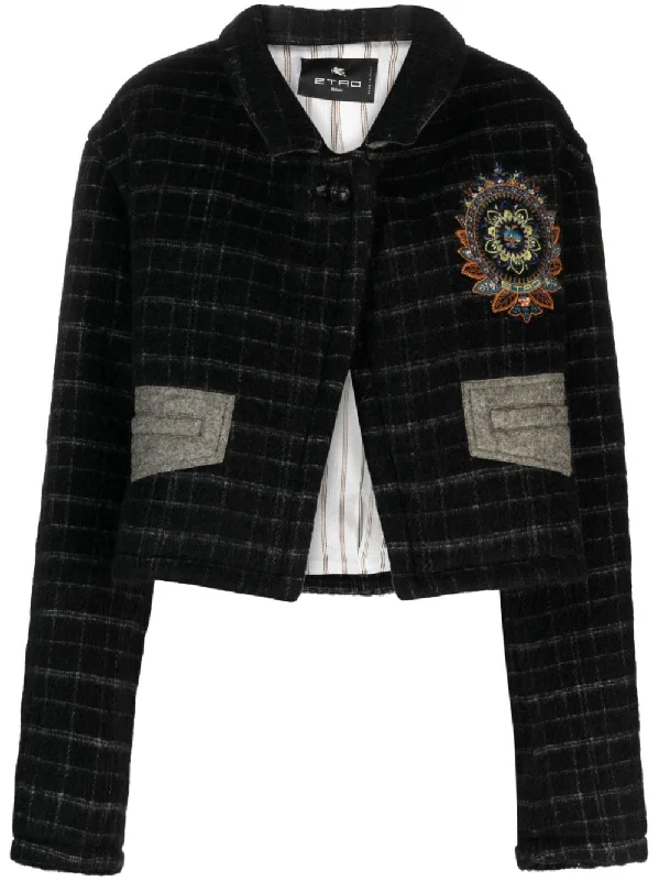 Etro Jackets Black Fleece Jacket Down Jacket Feather Jacket