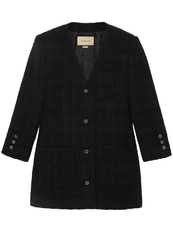 Gucci Cruise Jackets Black Herringbone Jacket Checkered Jacket Solid Jacket