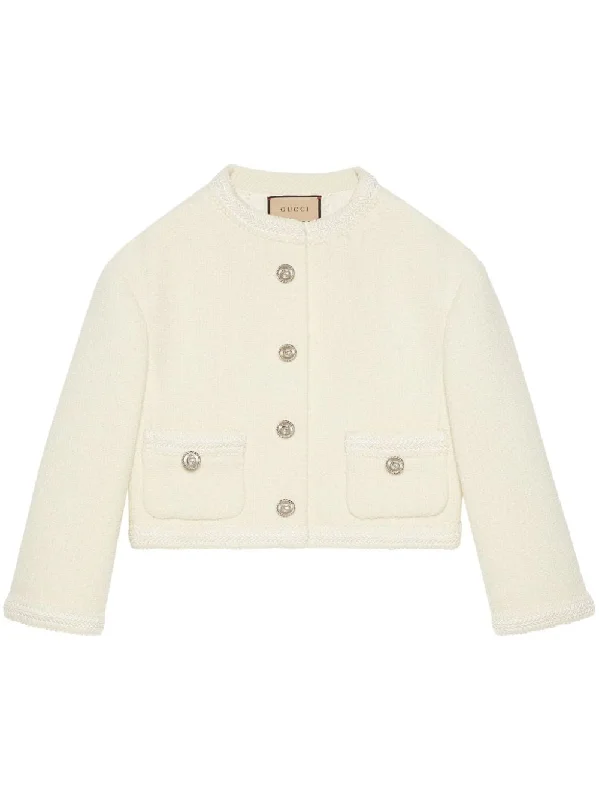 Gucci Cruise Jackets White Embroidered Jacket Appliqued Jacket Beaded Jacket