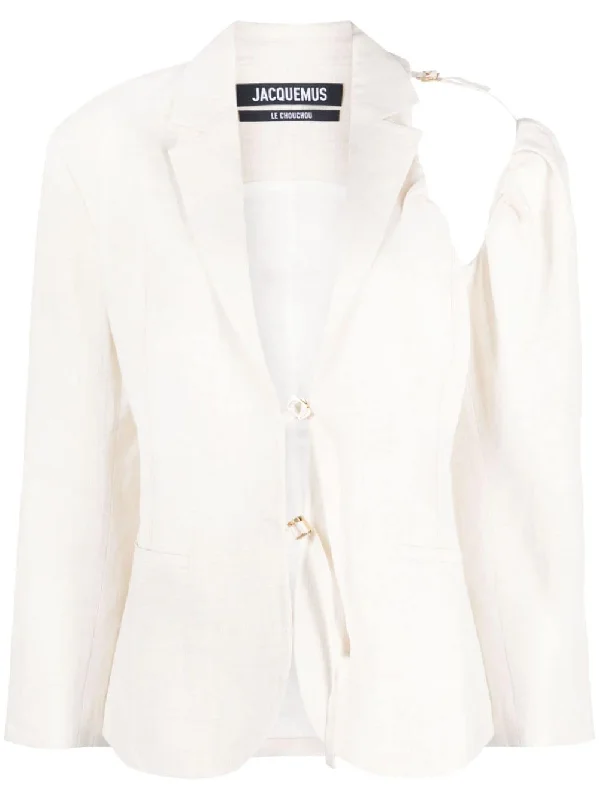 Jacquemus Jackets White Denim Fabric Leather Fabric Suede Fabric