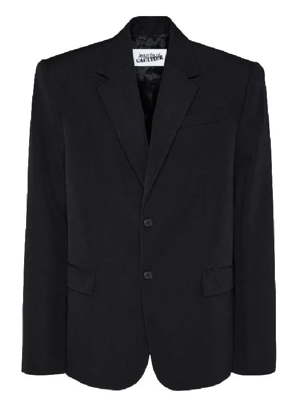Jean Paul Gaultier Jackets Black Hoodie Zip-Up Jacket Button-Up Jacket