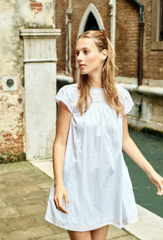 Joelle Cap Sleeved Cotton Mini Dress Comfortable Linen Mini Dress