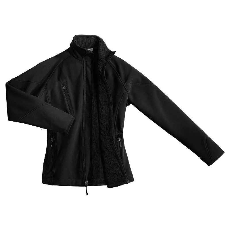 Port Authority Women's Black Textured Soft Shell Jacket Collared Jacket Crew Neck Jacket Turtle Neck Jacket