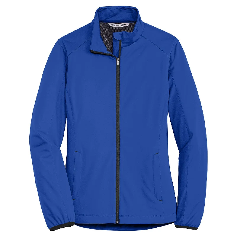 Port Authority Women's True Royal Active Soft Shell Jacket Herringbone Jacket Checkered Jacket Solid Jacket