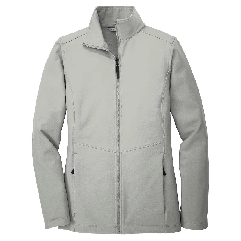 Port Authority Women's Gusty Grey Collective Soft Shell Jacket Tiered Jacket Buttoned Jacket Zippered Jacket