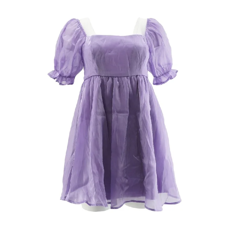 Lavender Solid Mini Dress Elegant Sequin Mini Dress