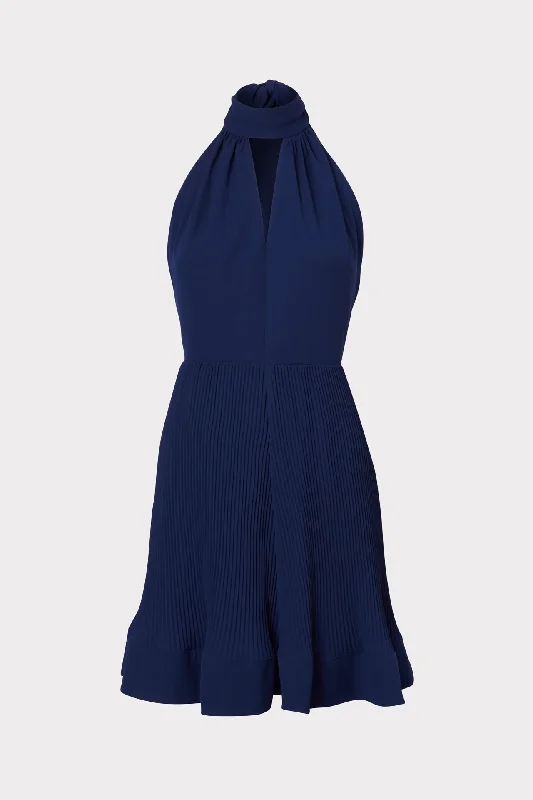 Libby Pleated Mini Dress Fashionable Lace-Trim Mini Dress